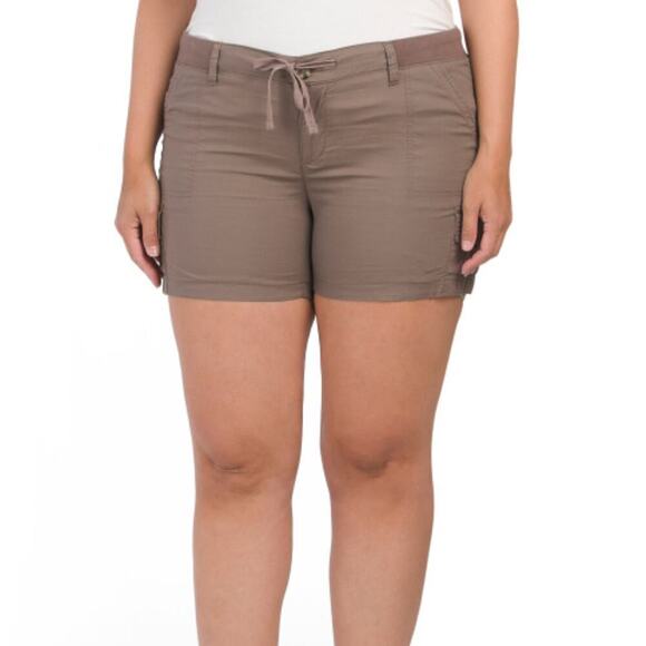 NWT DASH Women's Plus High Rise Stretch Poplin Cargo Shorts